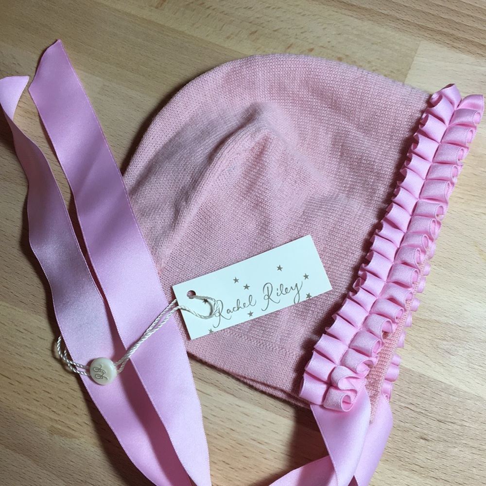 Rachel Riley Pink Ruffled Bonnet